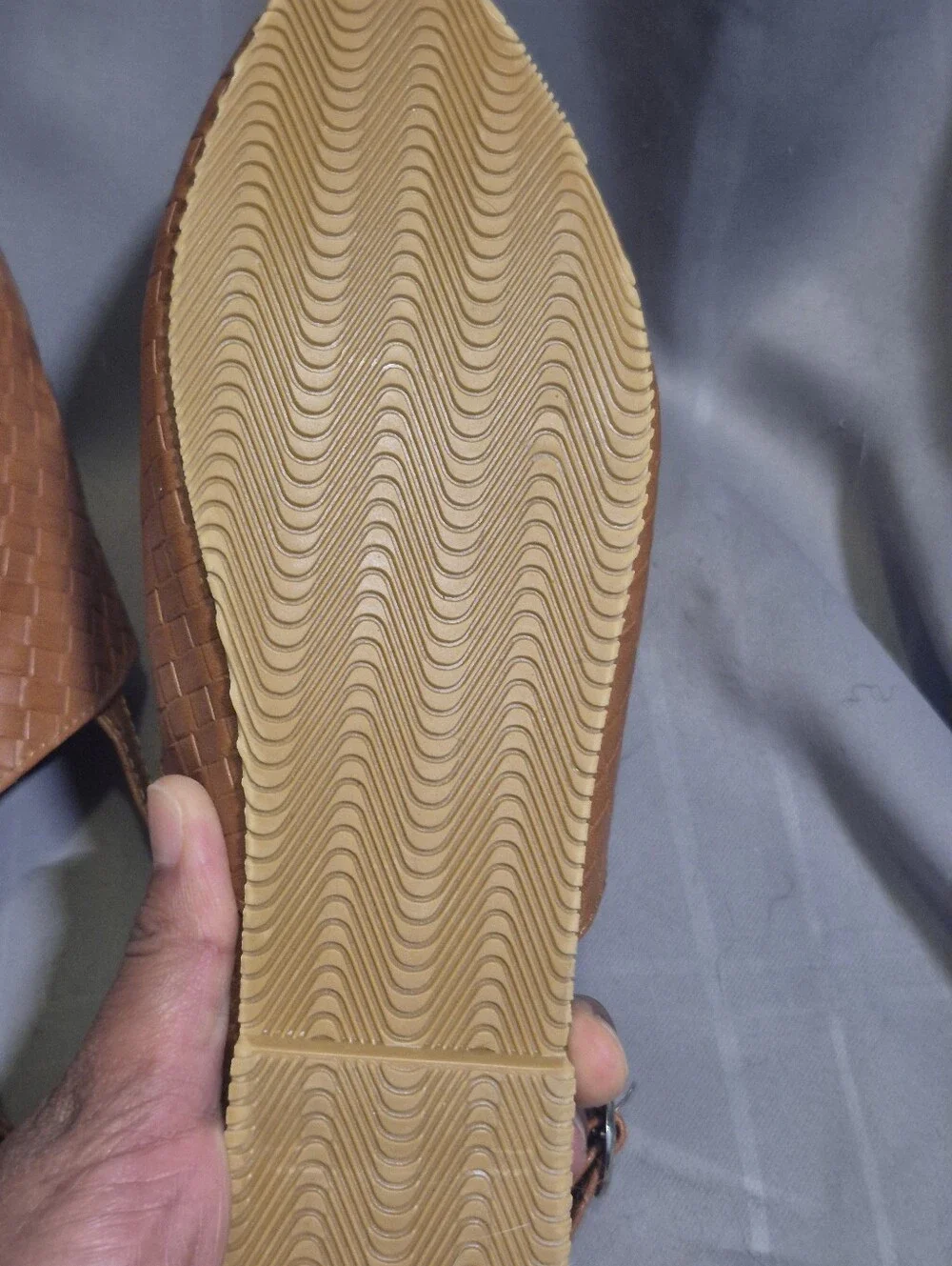 NWOT Leather Women's Woven Slingback Flats in Cognac Brown